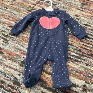 Carter's Navy Blue One Piece with Pink Heart